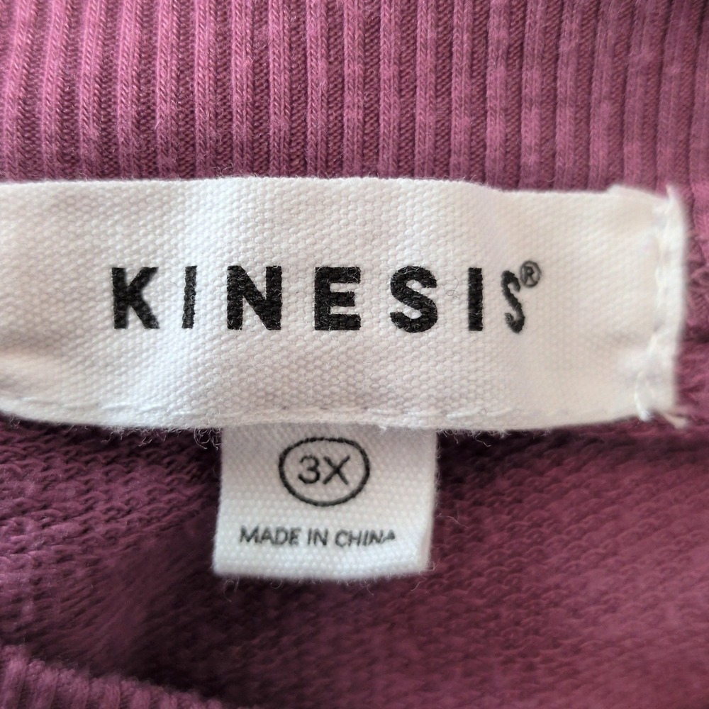 Kinesis Pullover Sweatshirt Women 3X Purple Thumbhole Kangaroo Pocket Side Slit - Picture 9 of 12